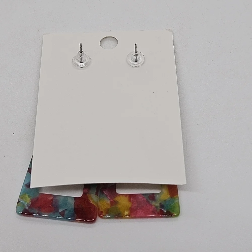 new on card funky multicolor acrylic dangle earrings